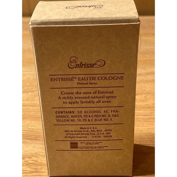 RARE ENTRISSE EAU DE COLOGNE PERFUME NATURAL SPRAY NEW UNUSED IN BOX  1.75 FL OZ - Picture 4 of 5